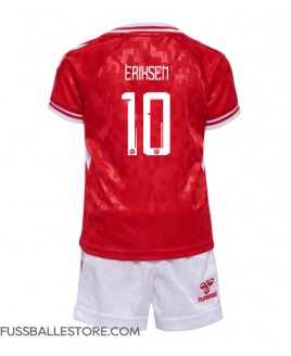 Günstige Dänemark Christian Eriksen #10 Heimtrikotsatz Kinder EM 2024 Kurzarm (+ Kurze Hosen)